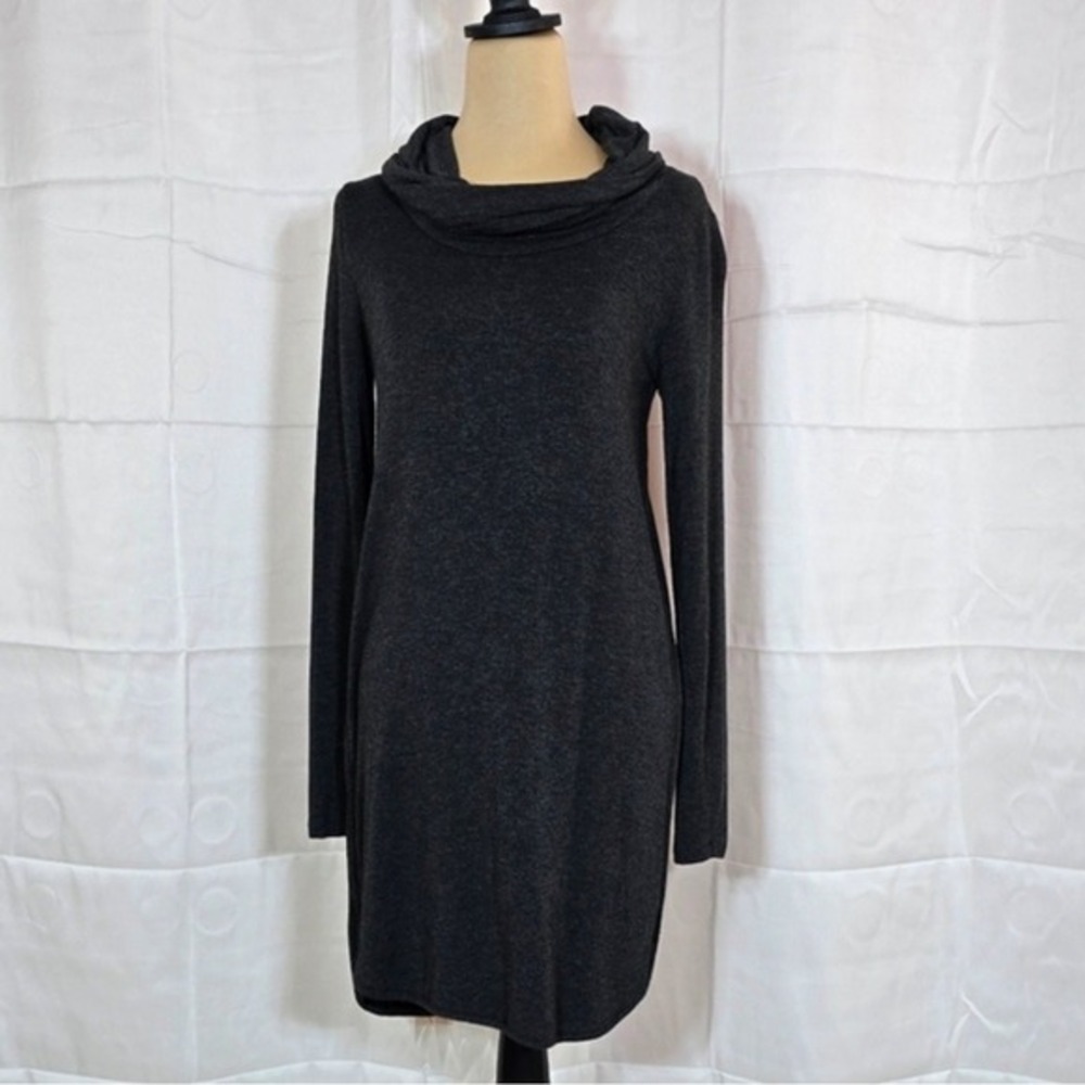 Lou & Grey Women XS Charcoal Gray Cowl Neck‎ Long Sleeve Knit Dress